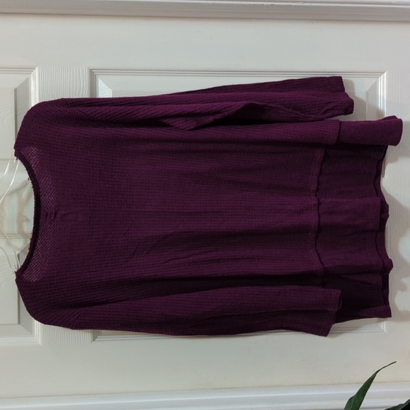 St. John's Bay Women's Waffle Knit Scoop Neck Pullover Top Size XL - Plum - Picture 5 of 5